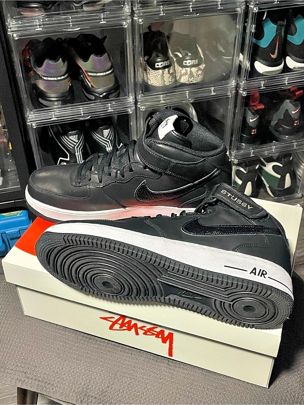 Stüssy Nike AF1 High '07 LV8 High-Top Sneakers Black & White US 12 NWT